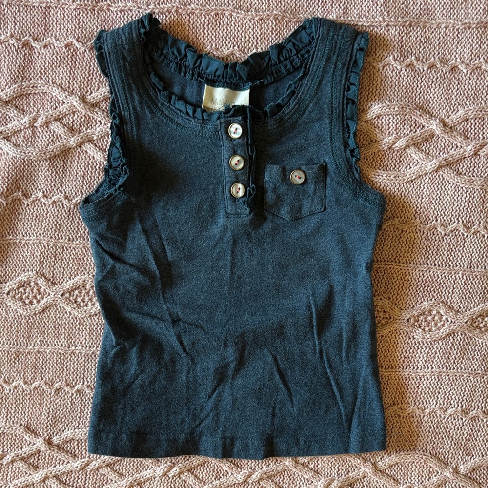 Matilda Jane Black Ruffle-Trim Sleeveless Tank